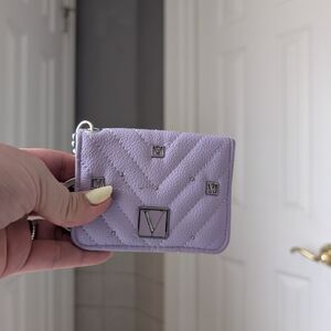 Victoria's Secret Lilac Quilted Mini Wallet with Silver Hardware